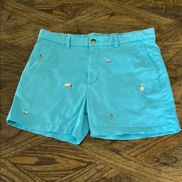 Vineyard Vines Breaker Turquoise Embroidered 5”Shorts, size 33 - Picture 1 of 7